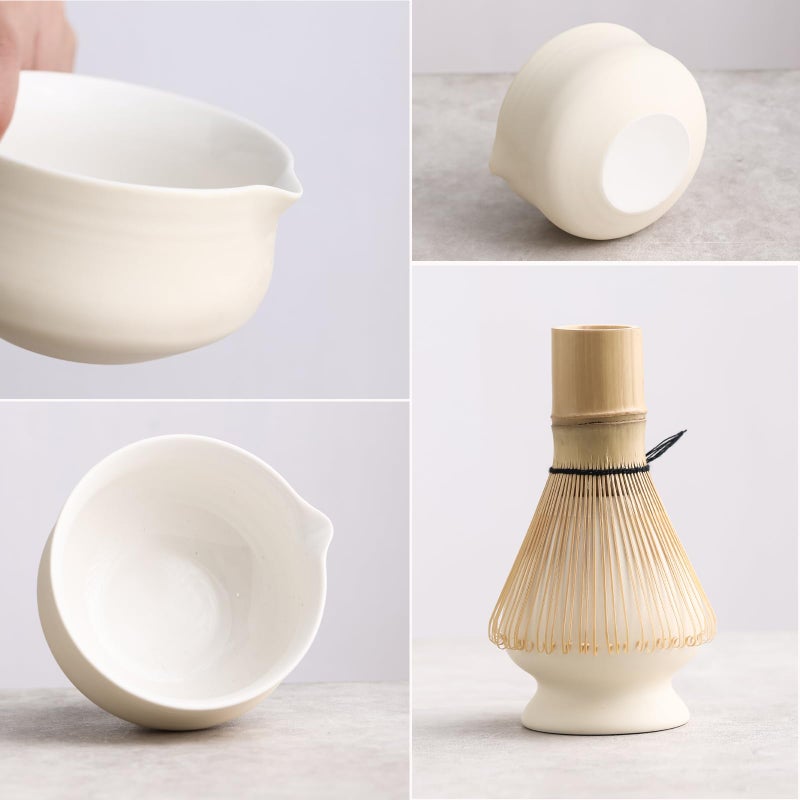 Ochcahser Matcha Set  Japanese Tea Set Includes Matcha Bowl with Spout  Matcha Whisk Holder (chasen)  Bamboo Matcha Whisk and Bamboo Scoop  Ceramic Matcha Kit for Tea Lovers - Image 4